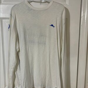 Tommy Bahama Men's White Shirt with Blue Logo